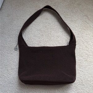 The Sak Chocolate Brown Crochet Shoulder Bag big size